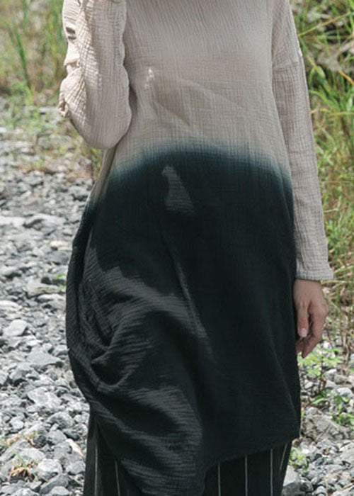 Einfache Aprikose O-Ausschnitt Farbverlauf Baumwolle Tops Frühling