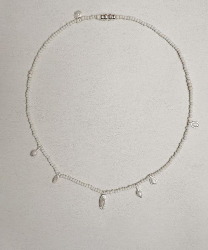 Simple Black Alloy Agate Crystal Patchwork Pendant Necklace