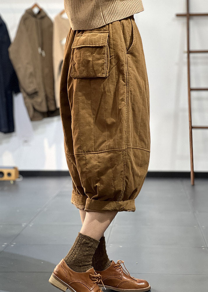 Einfache Schwarze Elastische Taille Patchwork Feine Baumwolle Gefüllt Crop