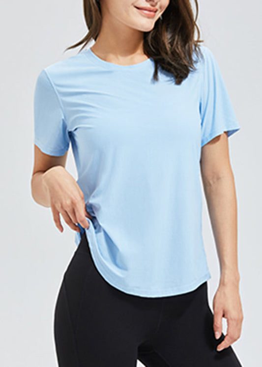 Simple Black O-Neck Hollow Out Yoga Top Summer