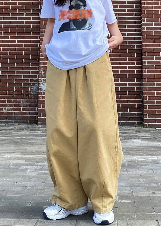 Simple Black Solid Elastic Waist Cotton Men Pants Summer