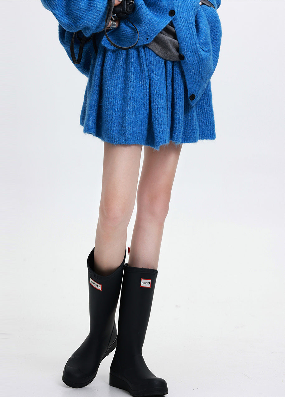 Conjunto de 2 piezas de punto acogedor con bolsillos grandes y sencillos en azul para primavera