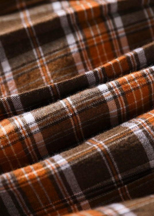 Einfache Schokoladentaschen Plaid Baumwollröcke Frühling