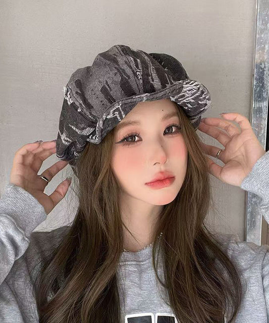 Simple Fashion Vintage Blue Striped Ripped Breton Hat