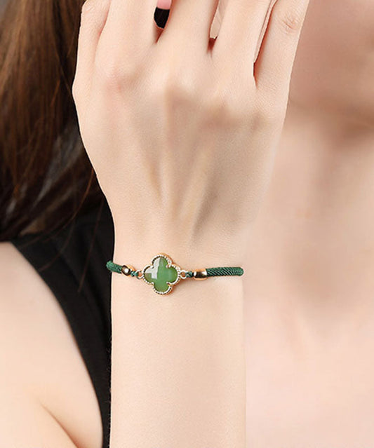 Schlichtes Charm-Armband mit grüner Jade-Farbglasur