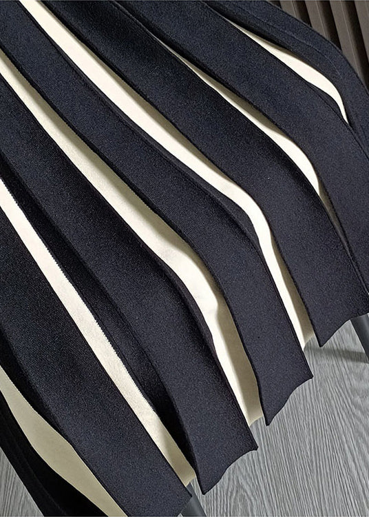 Einfache Grüne Patchwork Hohe Taille Woll Faltenröcke Herbst