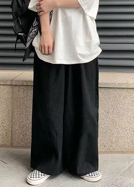 Simple Green Solid Wide Leg Pants Cotton Mens Wide Leg Pants Summer