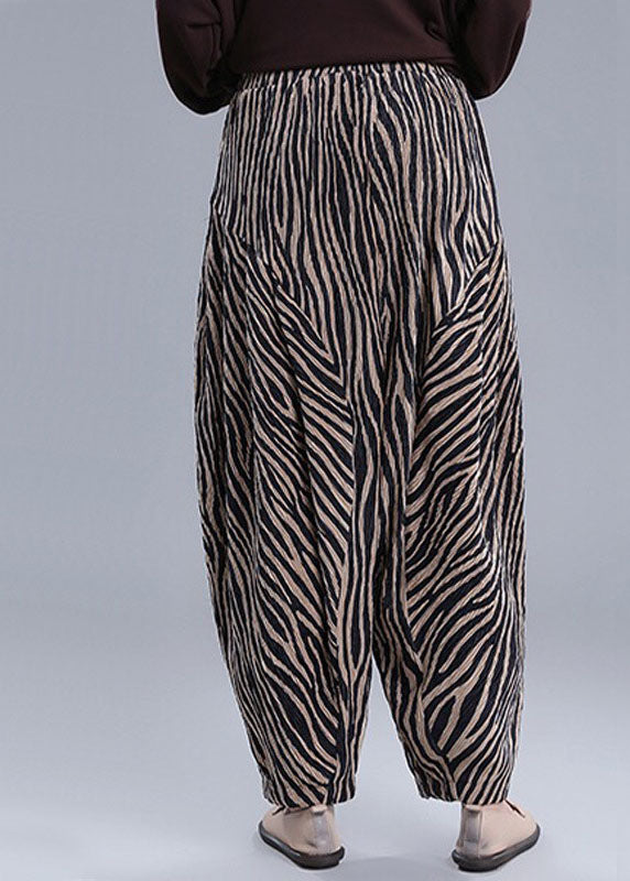 Einfache Khaki gestreifte Taschen Laterne Herbst Casual Hose