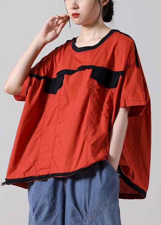 Simple O-Neck Pink Cotton Summer Short Sleeve Top - SooLinen