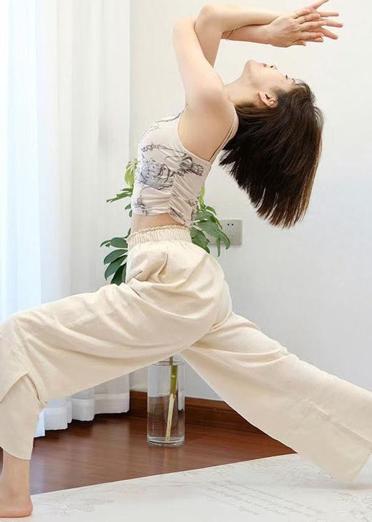 Simple Purple Oversized Cotton Straight Pants Fall