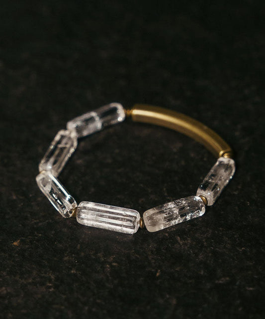 Simple Square Bar White Crystal Unisex Bracelet