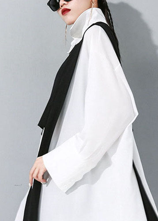 Einfaches weißes asymmetrisches Knopf-Baumwoll-Zweiteiler-Set