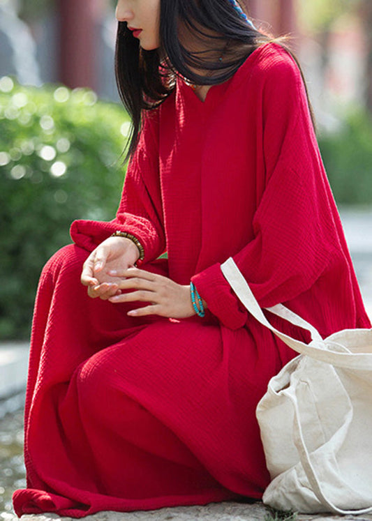 Einfaches weißes V-Ausschnitt-Taschen-Patchwork-Baumwollkleid mit langen Ärmeln