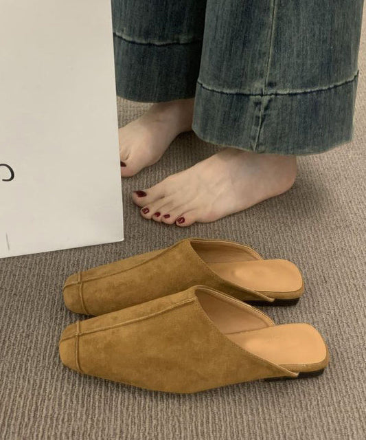 Simple Yellow Faux Leather Unique Flip Flops