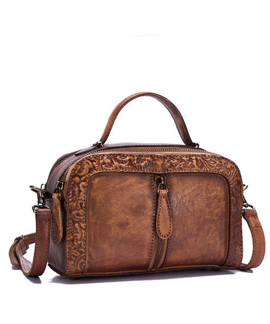 Simple Yellow Rub color Paitings Leather Tote Handbag