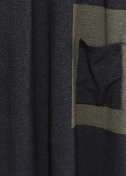 Einfache Baumwollkleidung Damen Bio Lockerer Rundhals-Langstrickpullover Schokoladen- und Schwarzkleid