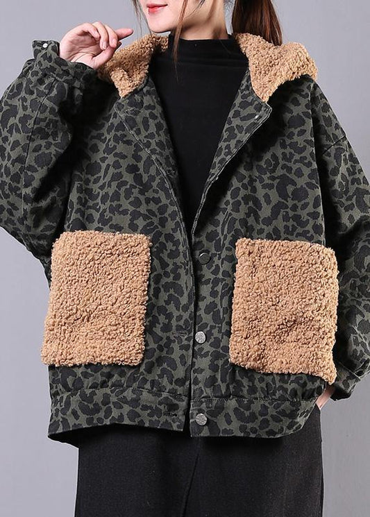 Simple hooded patchwork Fine clothes For Women army green daily outwears - SooLinen