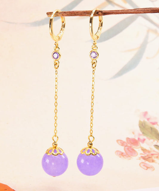 Pendientes finos de plata de ley rosa con cristales dorados y circonitas