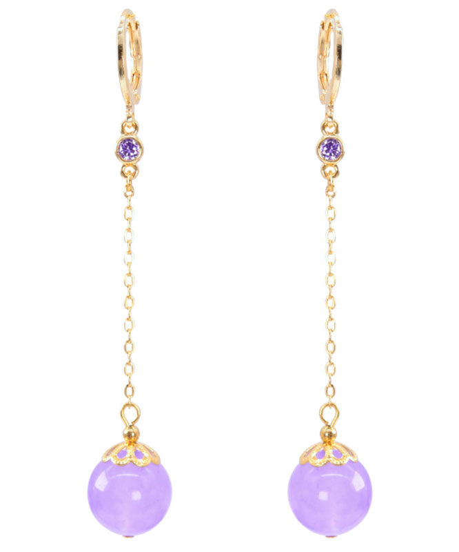 Pendientes finos de plata de ley rosa con cristales dorados y circonitas