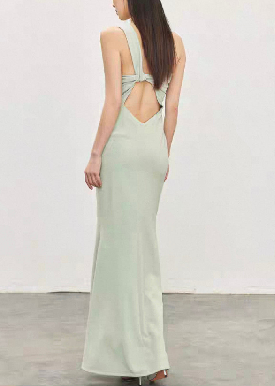 Slim Fit Green Asymmetrical Hollow Out Cotton Long Dresses Sleeveless