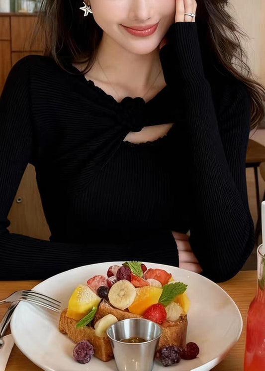 Suéter de punto liso con estampado floral de avena y corte entallado para primavera