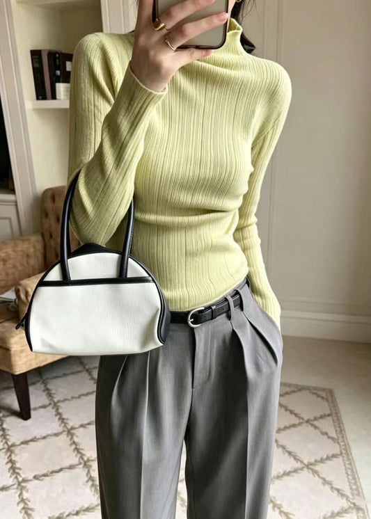 Slim Fit Pink Mock Neck Base Layer Knit Top Fall