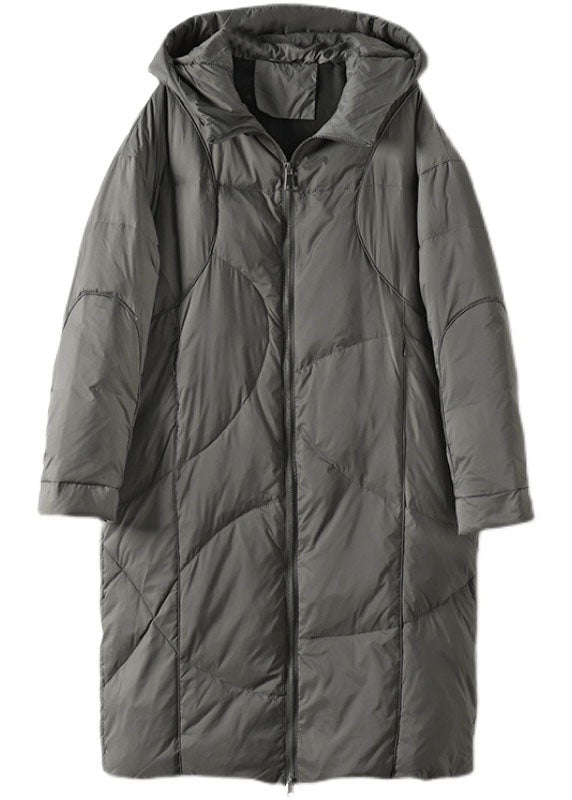 Street Grey Kapuzen-Reißverschlusstaschen Dicke Winter-Daunenmäntel