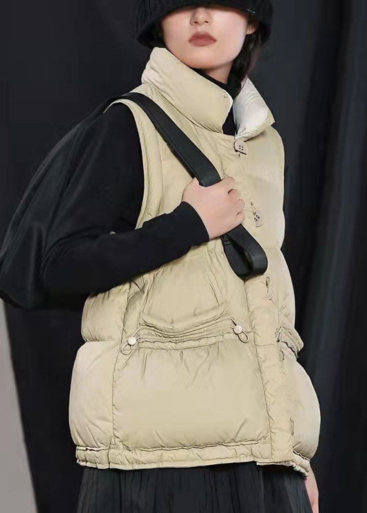 Street Mulberry Peter Pan Kragen Taschen Knopf Winter Ärmellose Daunenweste