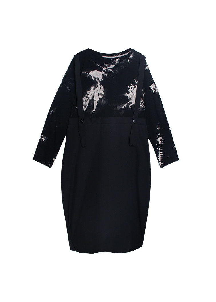 Streetwear Schwarz O-Neck print Patchwork Sweatshirt Kleider Frühling