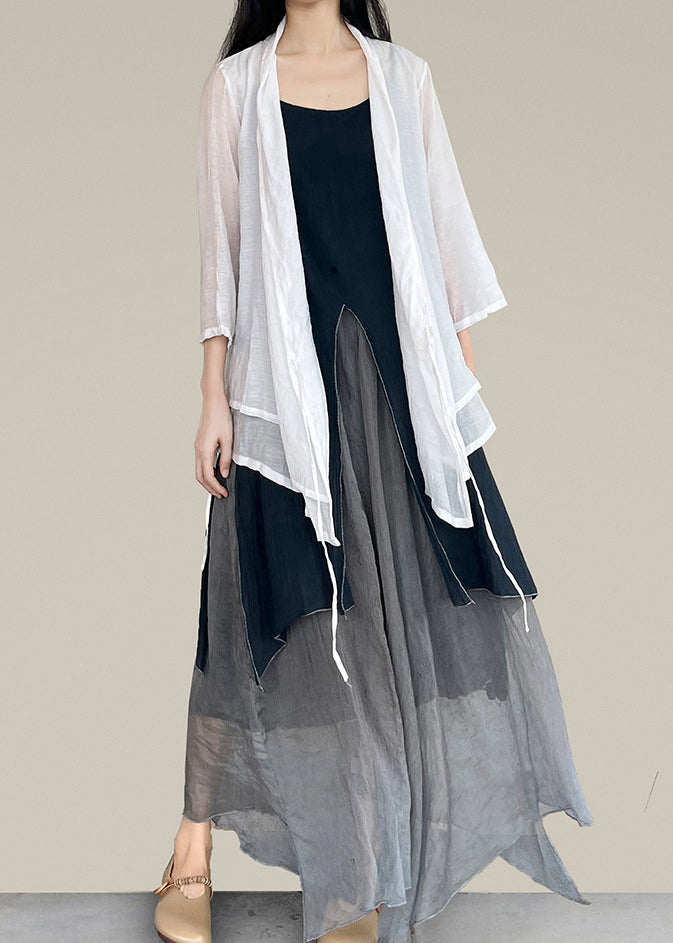 Stil Schwarz Grau Asymmetrische Patchwork Spaghetti Träger Kleid Ärmellos