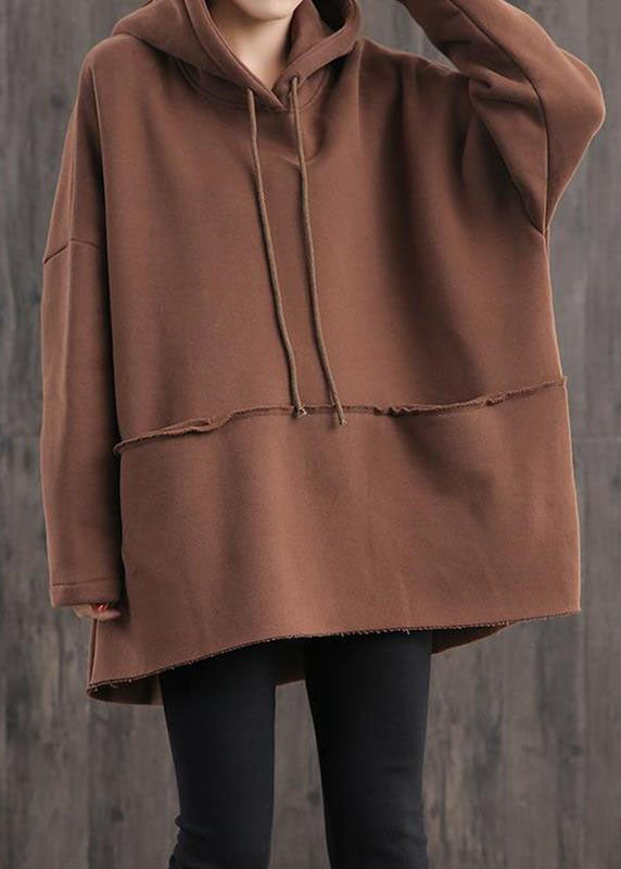 Stil Schwarz Kapuzen Kordelzug Warm Fleece Sweatshirt Winter