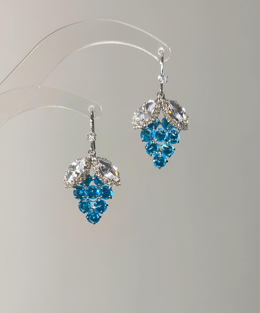 Style Blue Alloy Crystal Zircon Grapes Drop Earrings