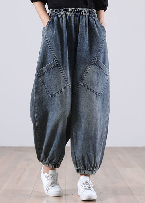 Style Blue Pockets Denim Hose Winter