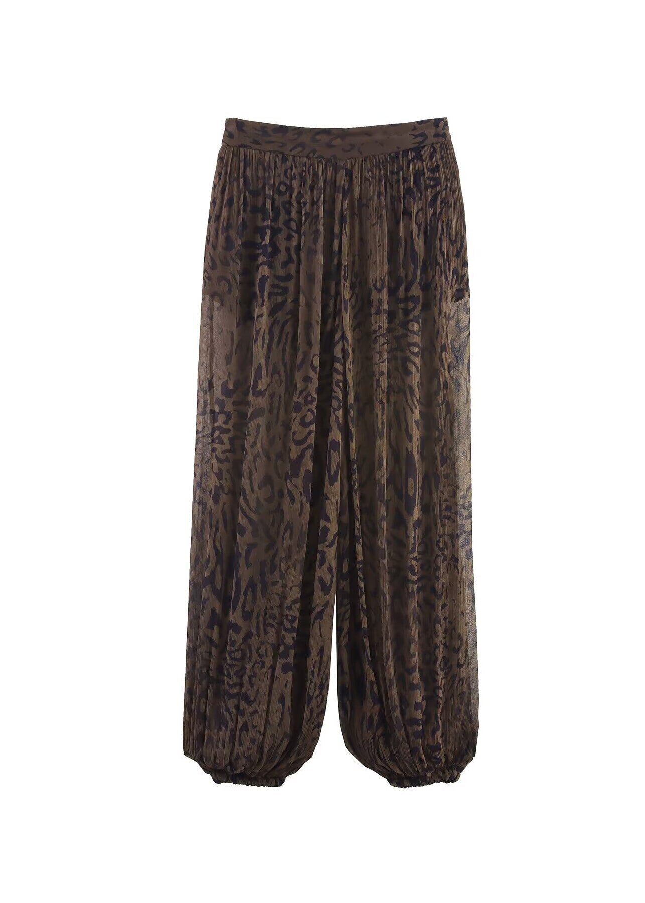 Style Leopard Print Chiffon Lantern Pants Summer