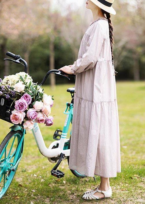 Style Pink Ruffled Patchwork Holiday Dress Summer - SooLinen