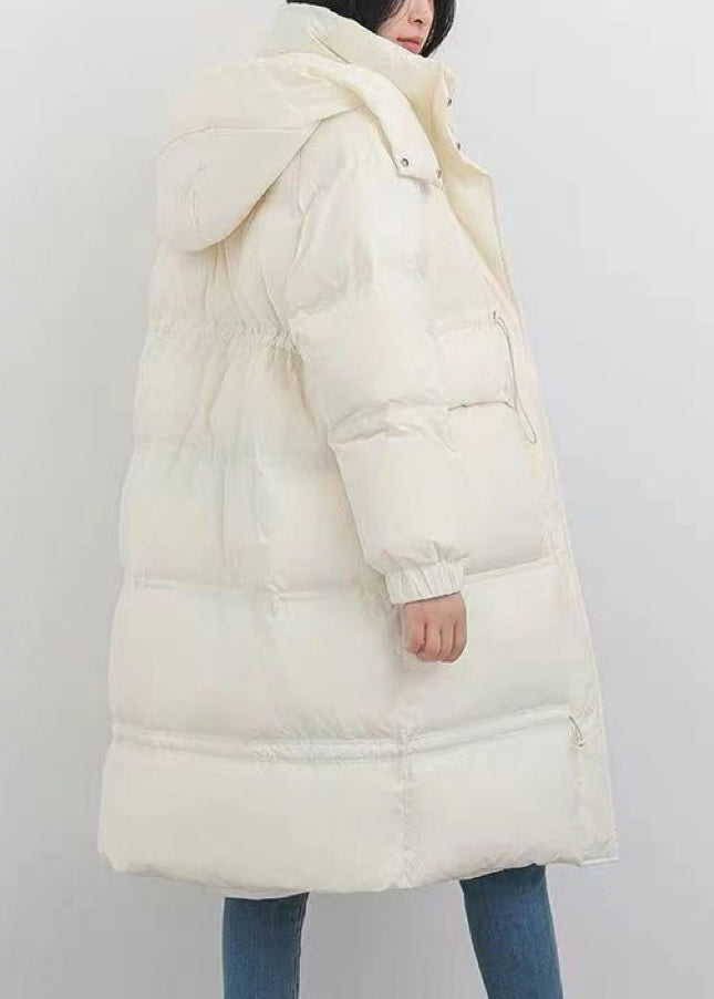 Style Purple Hooded Drawstring Thick Duck Down Jacket In Winter