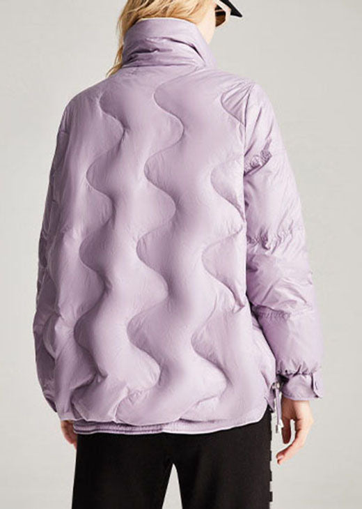 Stil Lila Taschen Kordelzug Lässige Winter Entendaunen Wintermäntel