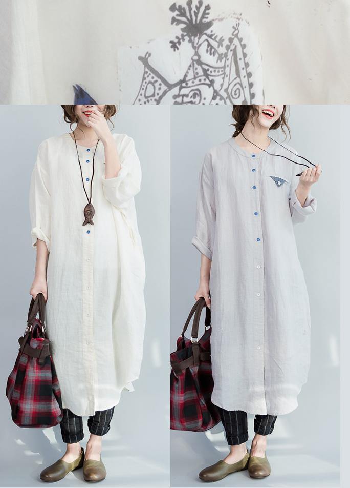 Style White Button Maxi Summer Cotton Dress - SooLinen