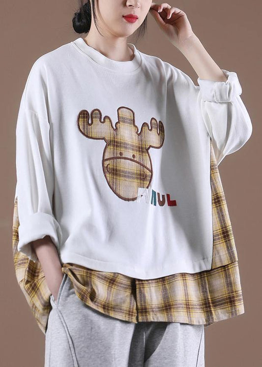 Style White O-Neck Loose Sweatshirt - SooLinen