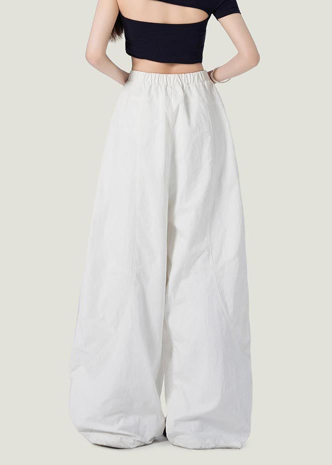 Style White Oversized Cotton Wide Leg Pants Fall