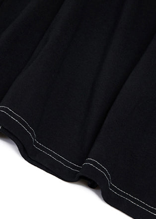 Stil schwarzer Druck Baumwolle Steppkleidung Plus Size Muster O-Ausschnitt Baumwolle Sommerkleider