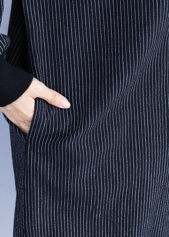 Stil Mit Kapuze Baumwolle Kleiderschränke Muster Schwarz Gestreiften Knie Kleider Frühling