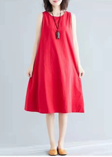 Stil marineblau ärmellose Baumwollkleidung wilde A-Linie Sommerkleider