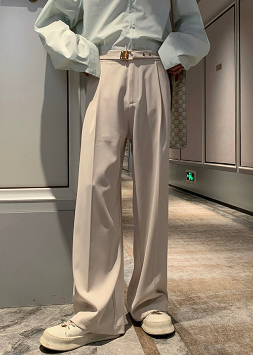 Stylish Apricot Pockets High Waist Spandex Mens Pants Fall