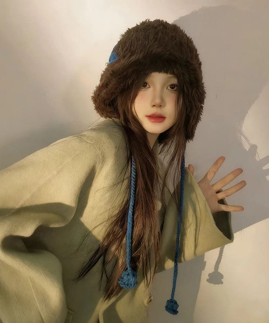 Stylish Beige Cozy Warm Faux Fur Bonnie Hat