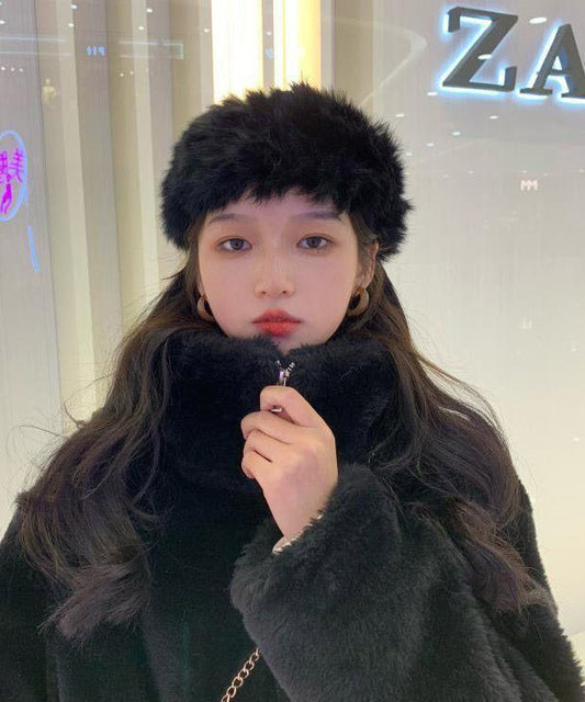 Elegante gorro Bonnie de piel sintética, grueso y cálido, en color beige