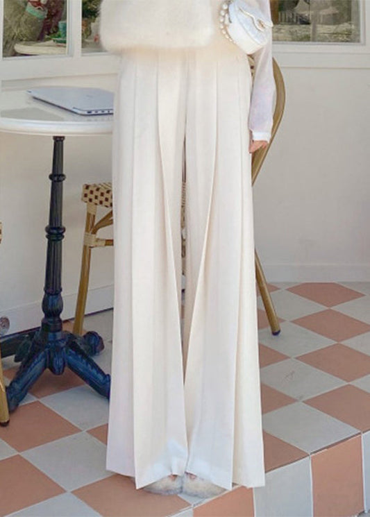 Stylish Beige Zippered High Waist Spandex Pants Spring