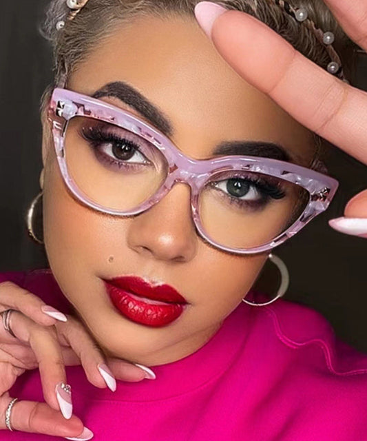 Stylish Black White Rivet Full Frame Reading Glasses