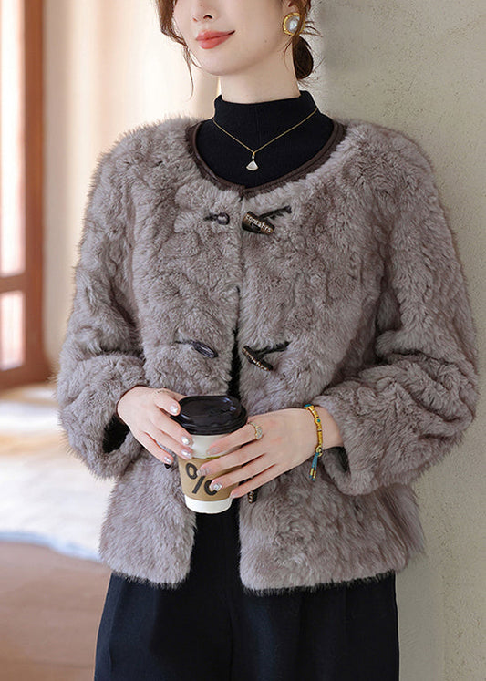Stylish Grey Oversized Warm Faux Fur Jackets Winter