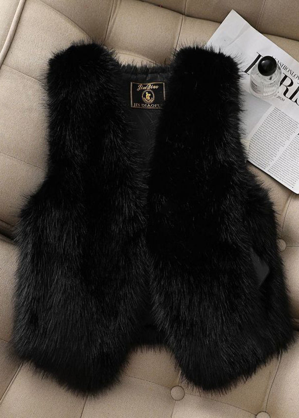 Chalecos elegantes de piel sintética de gran tamaño y color caqui para invierno